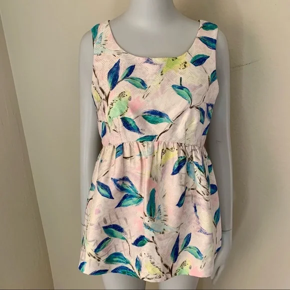 Anthropologie Leifsdottir Peplum Brocade Top Bird Pattern Metallic Sleeveless 0 - Picture 5 of 16